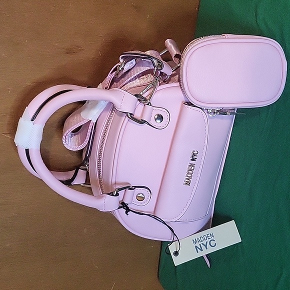 Pink Madden NYC Mini Bowler Handbag With Removable Pouch - Picture 3 of 11